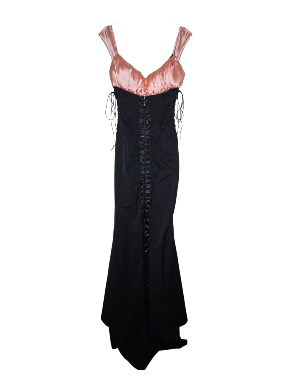 Vintage Y2k Satin Pink & Black Corset Evening Gown!